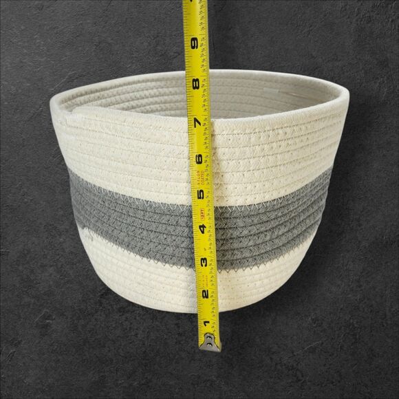 Little Hippo Set 2 Fabric Storage Baskets Grey White Neutral Home Organization - Picture 6 of 13